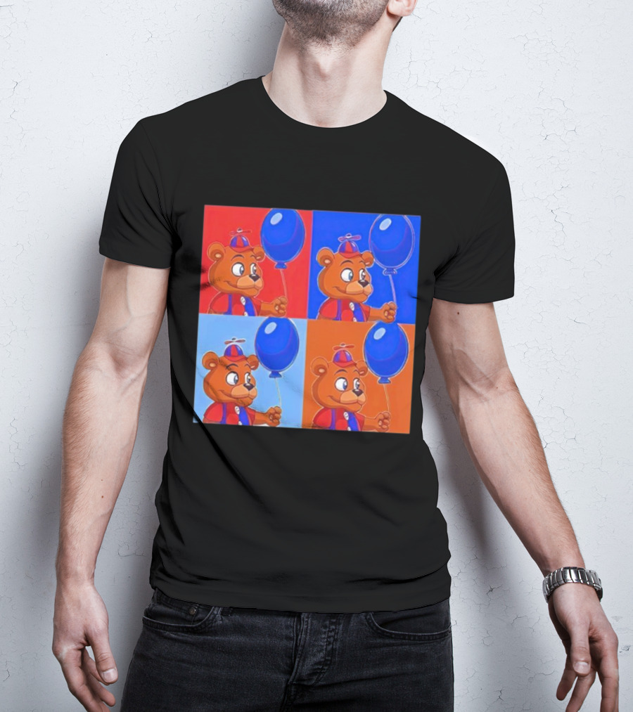 Balloon Freddy Pop Art Style Multicolor Collage T-Shirt