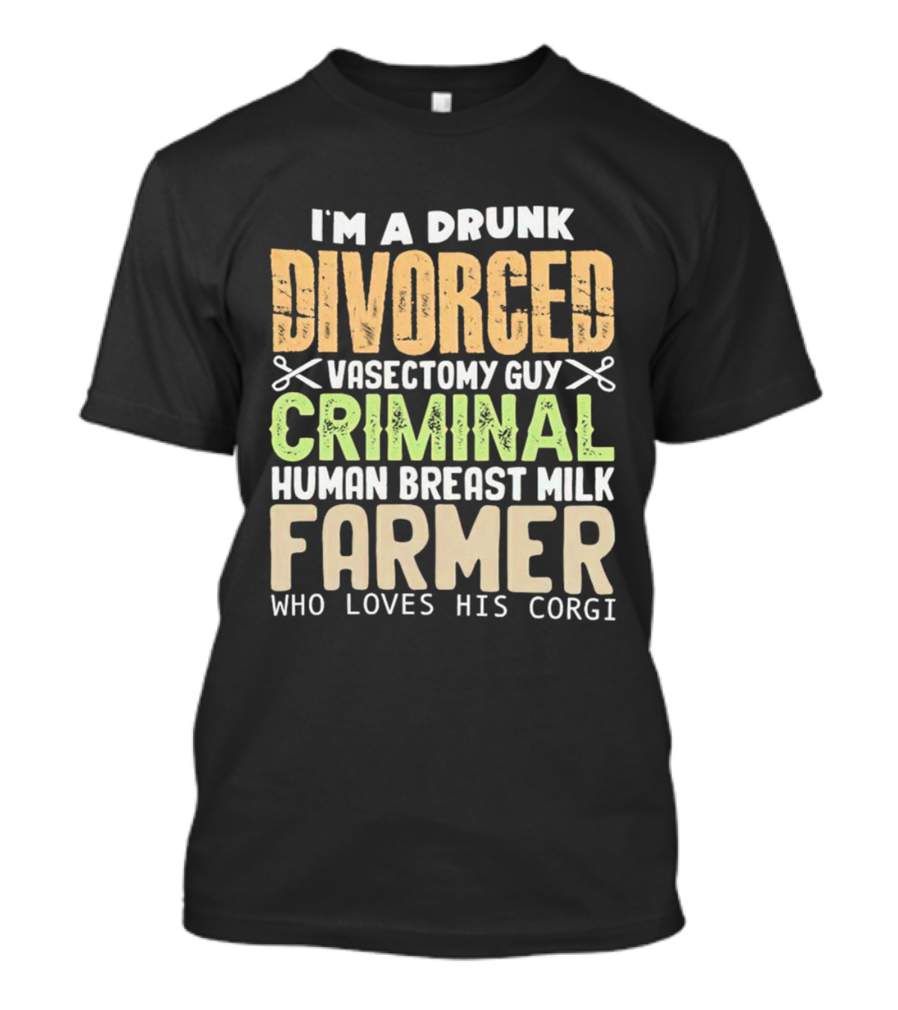 I'm A Drunk Divorced Vasectomy Guy Criminal Human Breast Milk Farmer Who Loves His Corgi T-Shirt