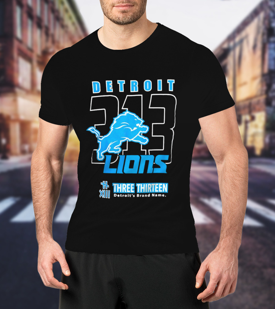 Detroit 313 Detroit Lions Three Thirteen XIII Brand Name T-Shirt