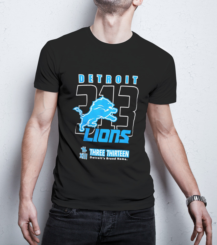 Detroit 313 Detroit Lions Three Thirteen XIII Brand Name T-Shirt