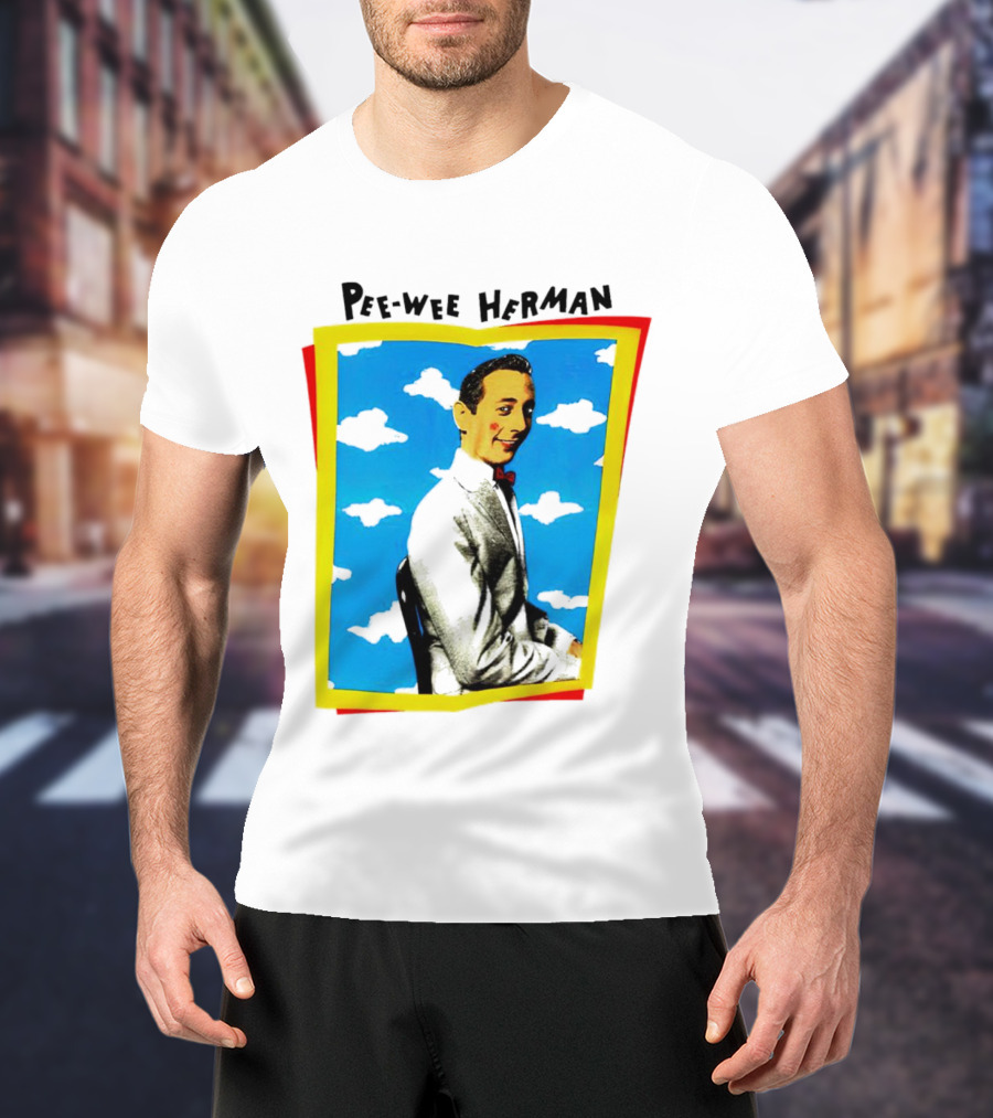 Pee-Wee Herman Paul Reubens Retro Pop Art Style Bright Blue Background T-Shirt