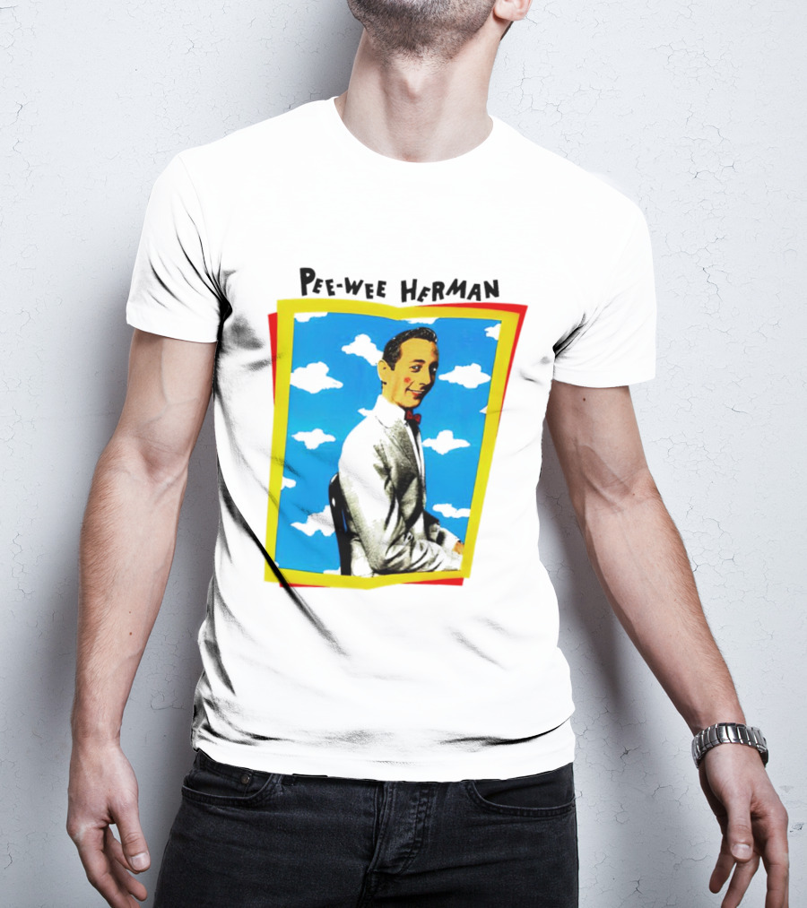 Pee-Wee Herman Paul Reubens Retro Pop Art Style Bright Blue Background T-Shirt