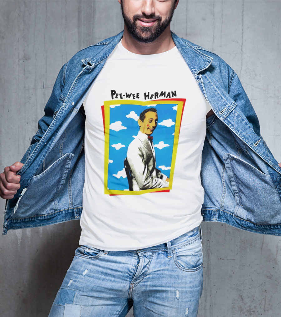 Pee-Wee Herman Paul Reubens Retro Pop Art Style Bright Blue Background T-Shirt