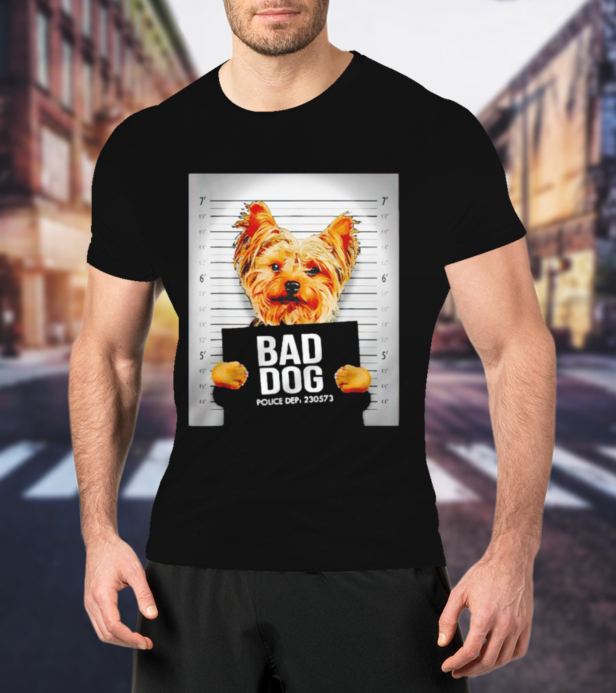 Bad Dog Yorkie Mugshot Police Dept 230573 T-Shirt