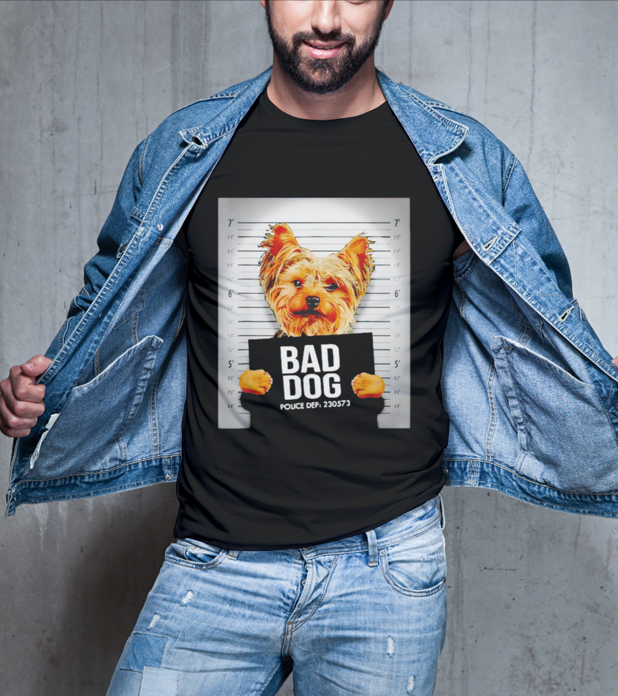Bad Dog Yorkie Mugshot Police Dept 230573 T-Shirt