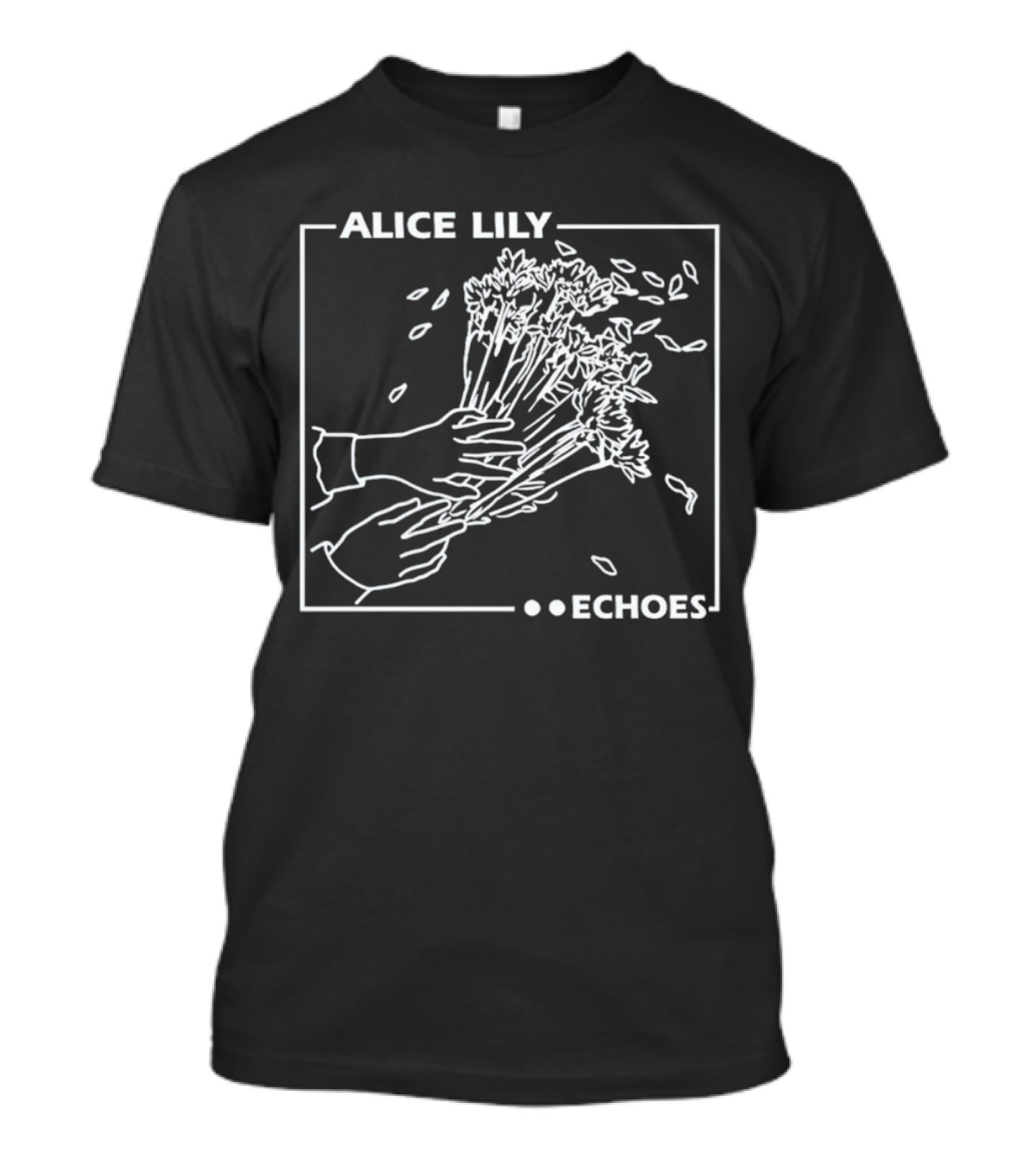 ALICE LILY ECHOES Floral Line Art Hands Petals T-Shirt