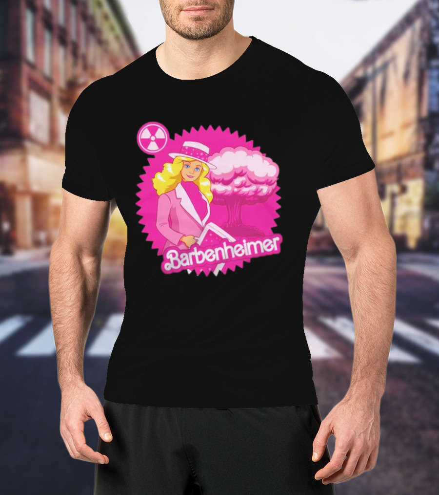 Barbenheimer Pink Explosion Icon With Radioactive T-Shirt