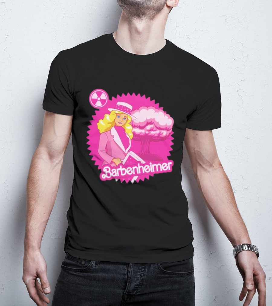 Barbenheimer Pink Explosion Icon With Radioactive T-Shirt