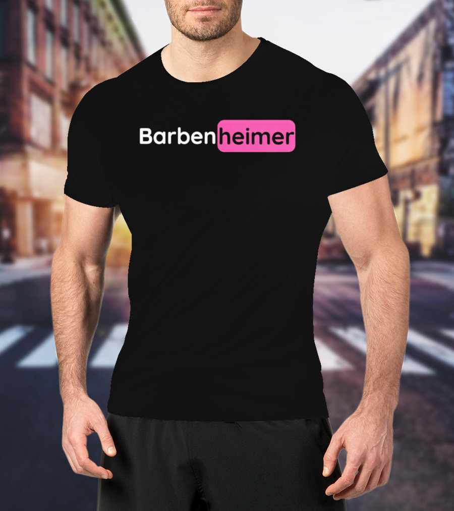 Barbenheimer Text Minimalist Black And Pink T-Shirt