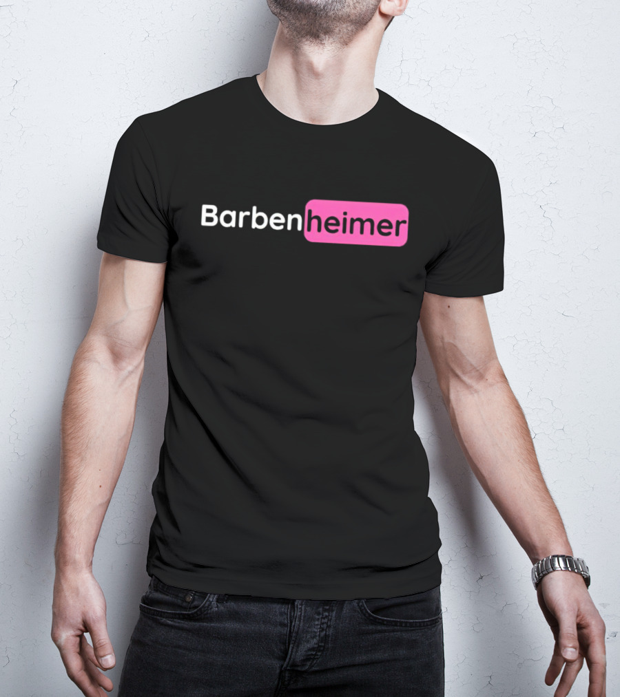 Barbenheimer Text Minimalist Black And Pink T-Shirt