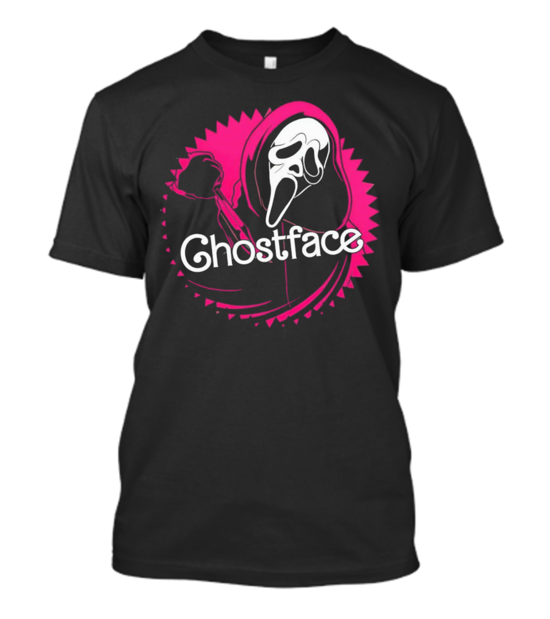 Ghostface Neon Pink Horror Icon In Vibrant T-Shirt