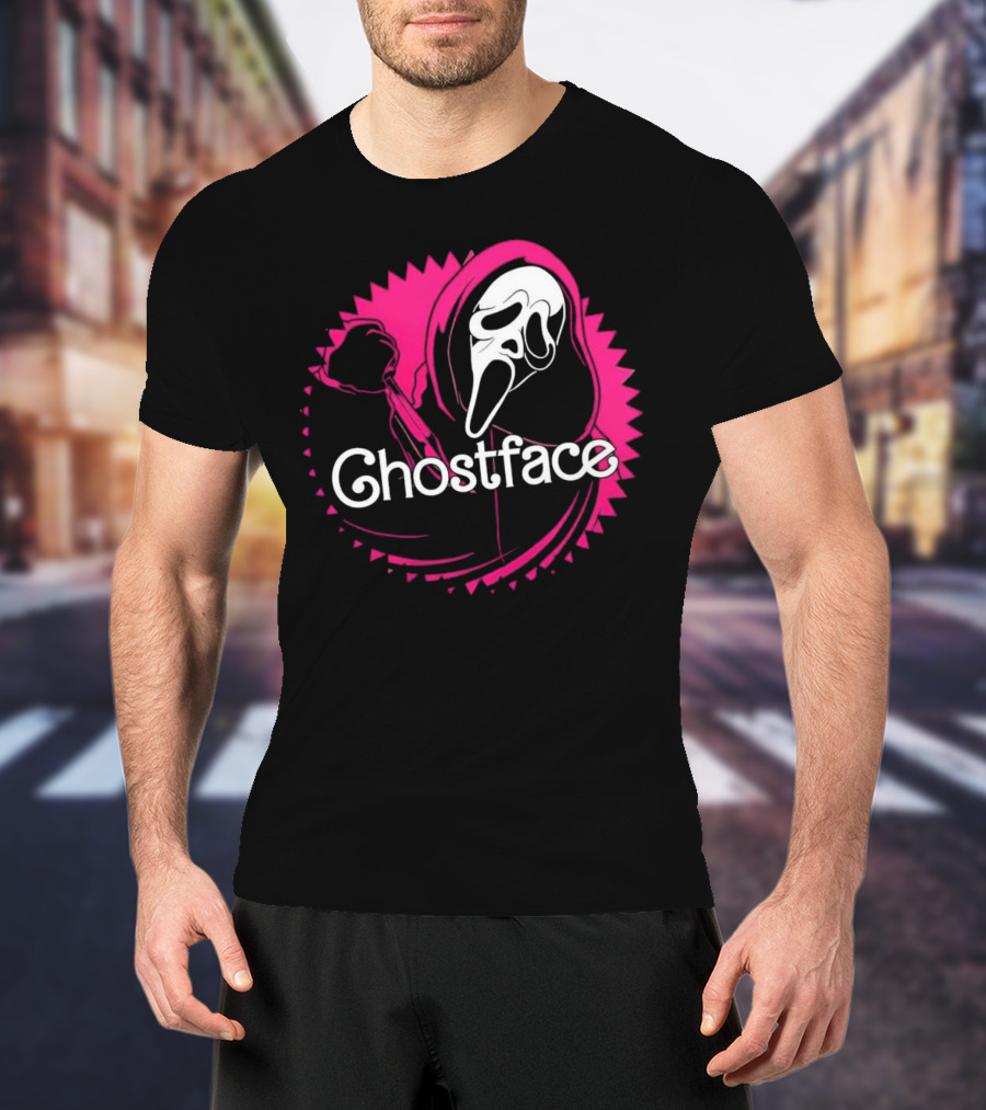 Ghostface Neon Pink Horror Icon In Vibrant T-Shirt