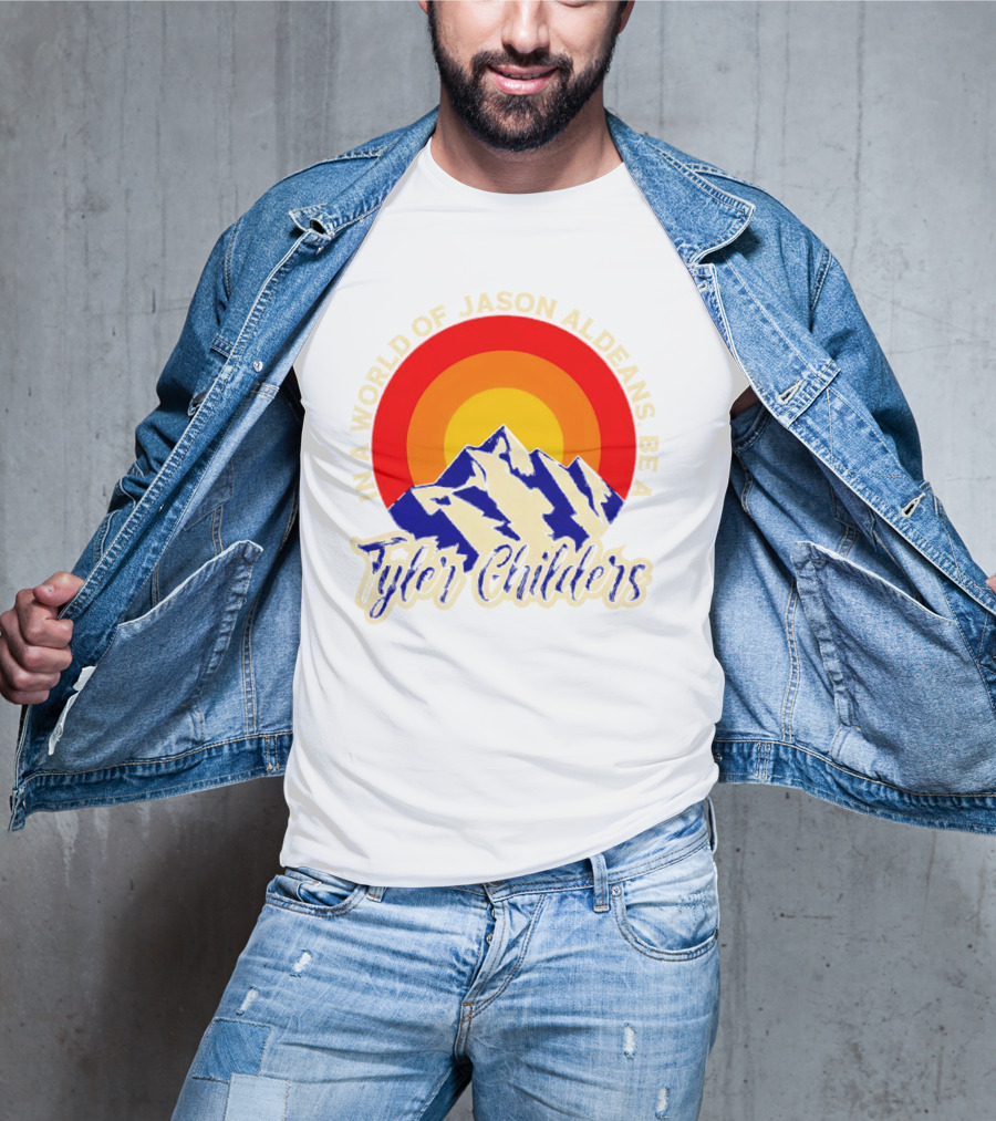 In A World Of Jason Aldeans Be A Tyler Childers Vintage Mountain Sunburst T-Shirt