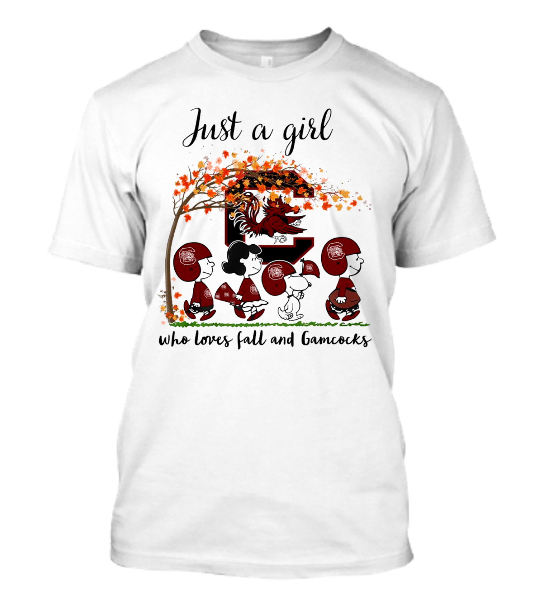 Just A Girl Who Loves Fall And Gamecocks Peanuts Cartoon T-Shirt