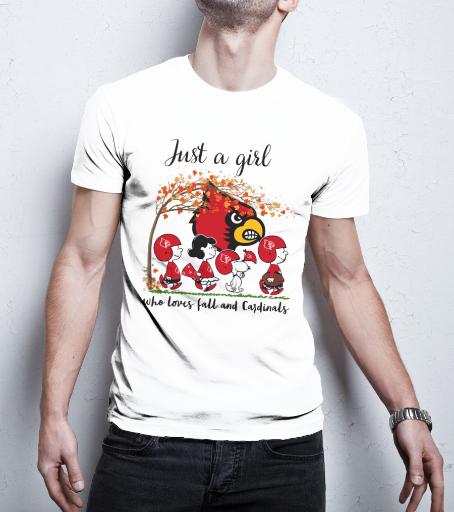 Just A Girl Who Loves Fall And Cardinals Peanuts Cartoon T-Shirt