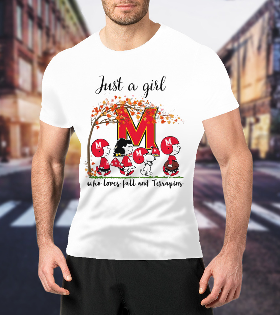 Just A Girl Who Loves Fall And Terrapins Peanuts Cartoon T-Shirt
