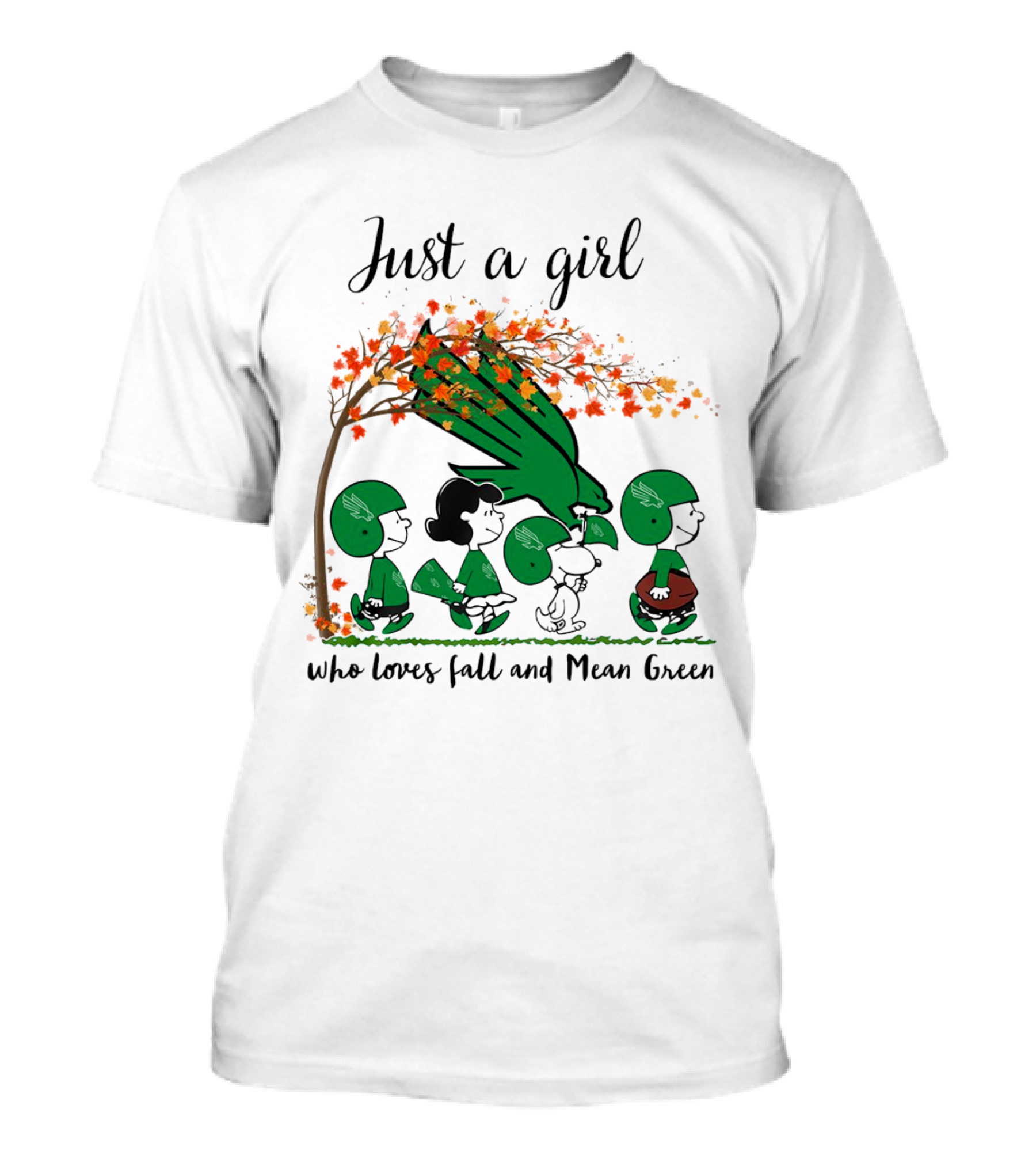Just A Girl Who Loves Fall And Mean Green Peanuts Cartoon Football Halloween T-Shirt