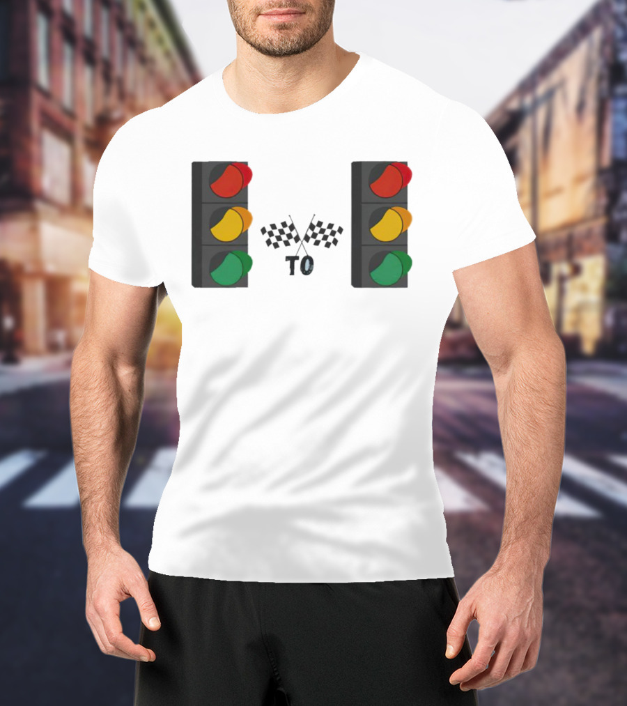 Stoplight To Stoplight Race Checkered Flags T-Shirt