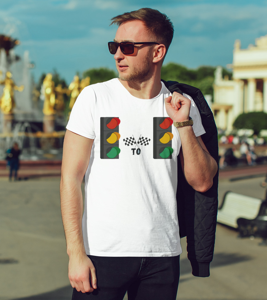 Stoplight To Stoplight Race Checkered Flags T-Shirt