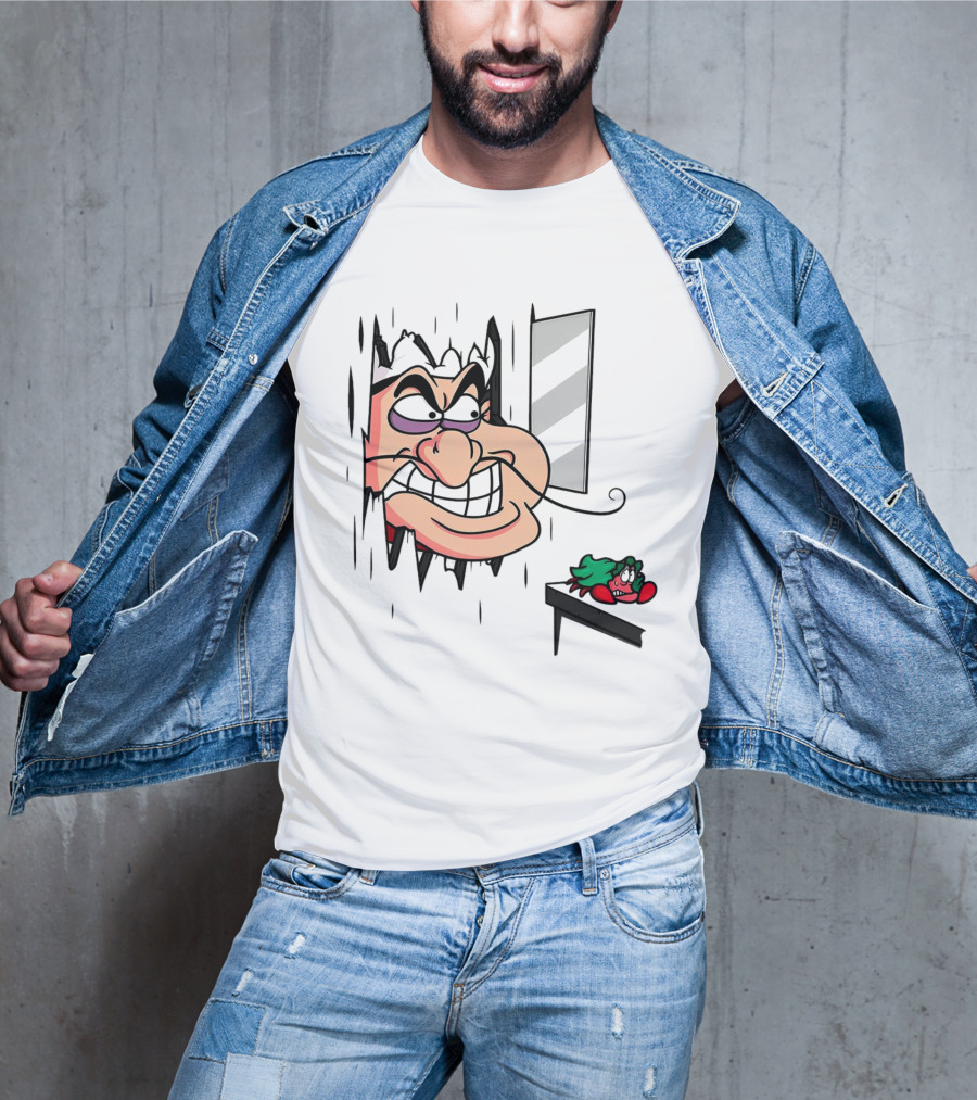 Chef Louis The Little Mermaid Cartoon Illustration With Louis Peeking Through Doorway T-Shirt