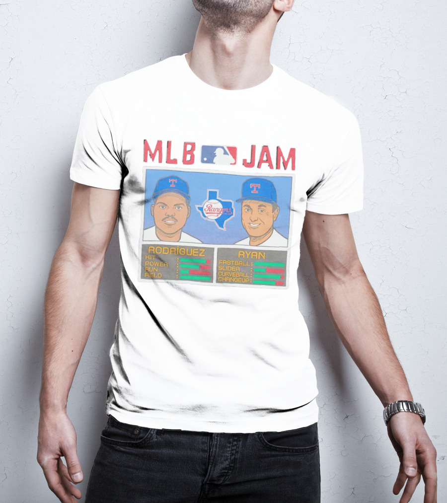 MLB Jam Texas Rangers Rodriguez And Ryan Baseball Stats T-Shirt