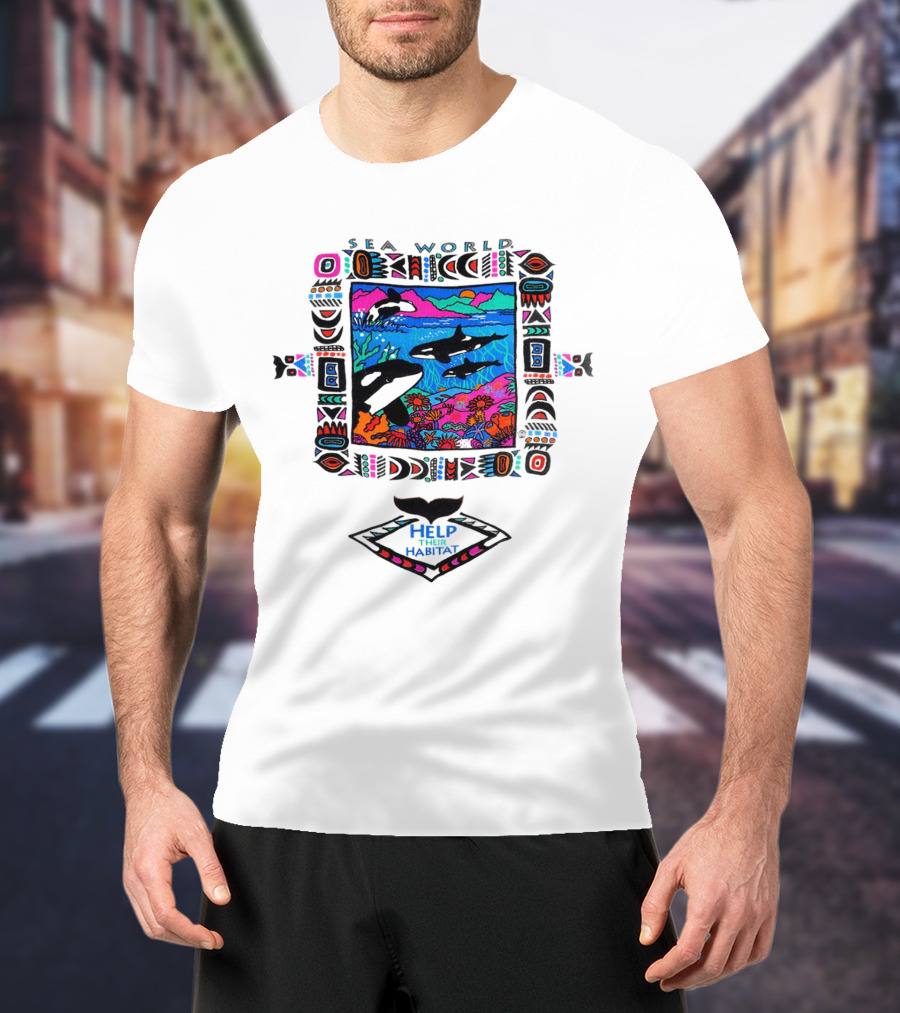 Sea World Bright Neon Orcas Help Their Habitat T-Shirt