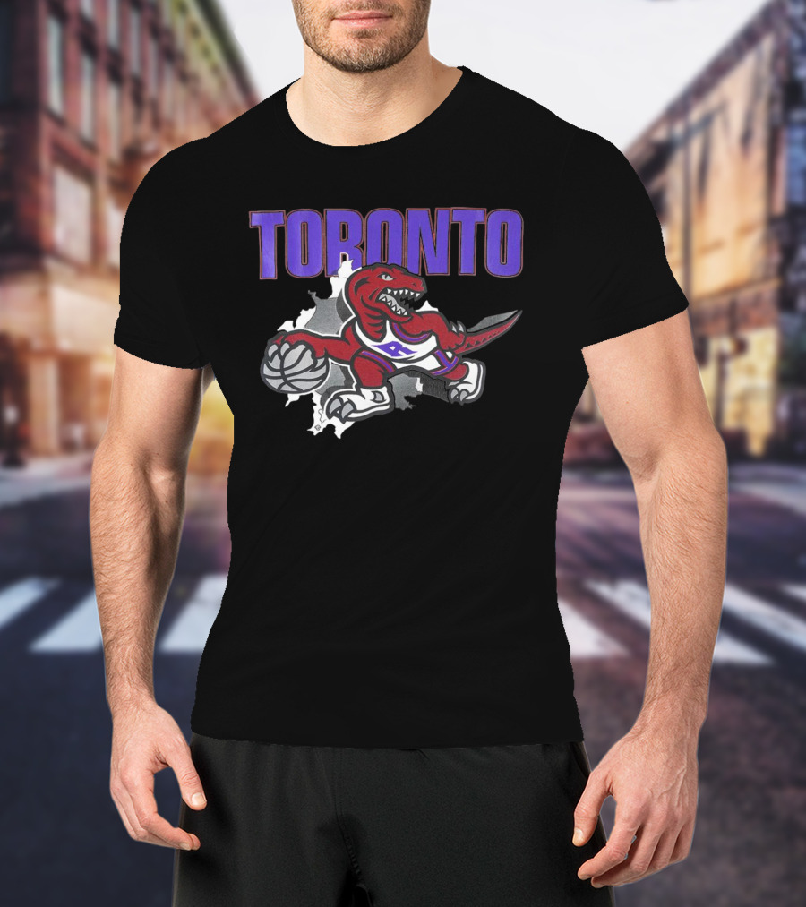 Toronto Raptors Basketball Dinosaur Logo Badge T-Shirt