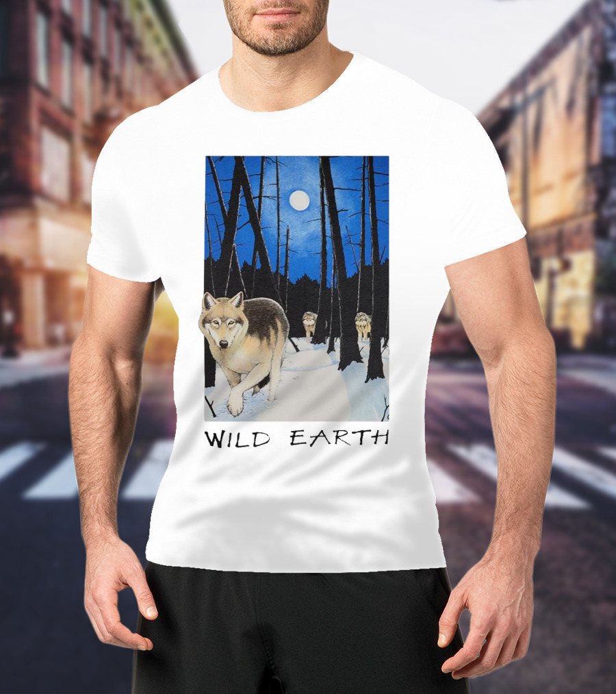 Wild Earth Wolves Under Moonlit Forest T-Shirt