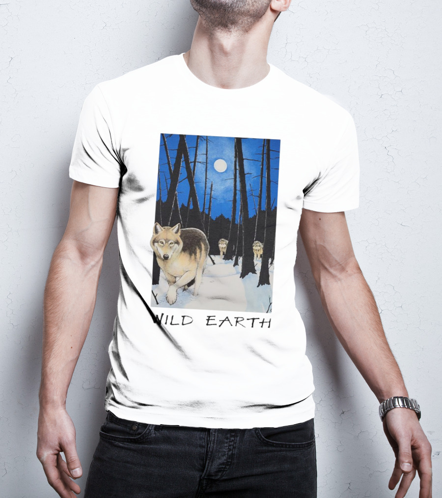 Wild Earth Wolves Under Moonlit Forest T-Shirt