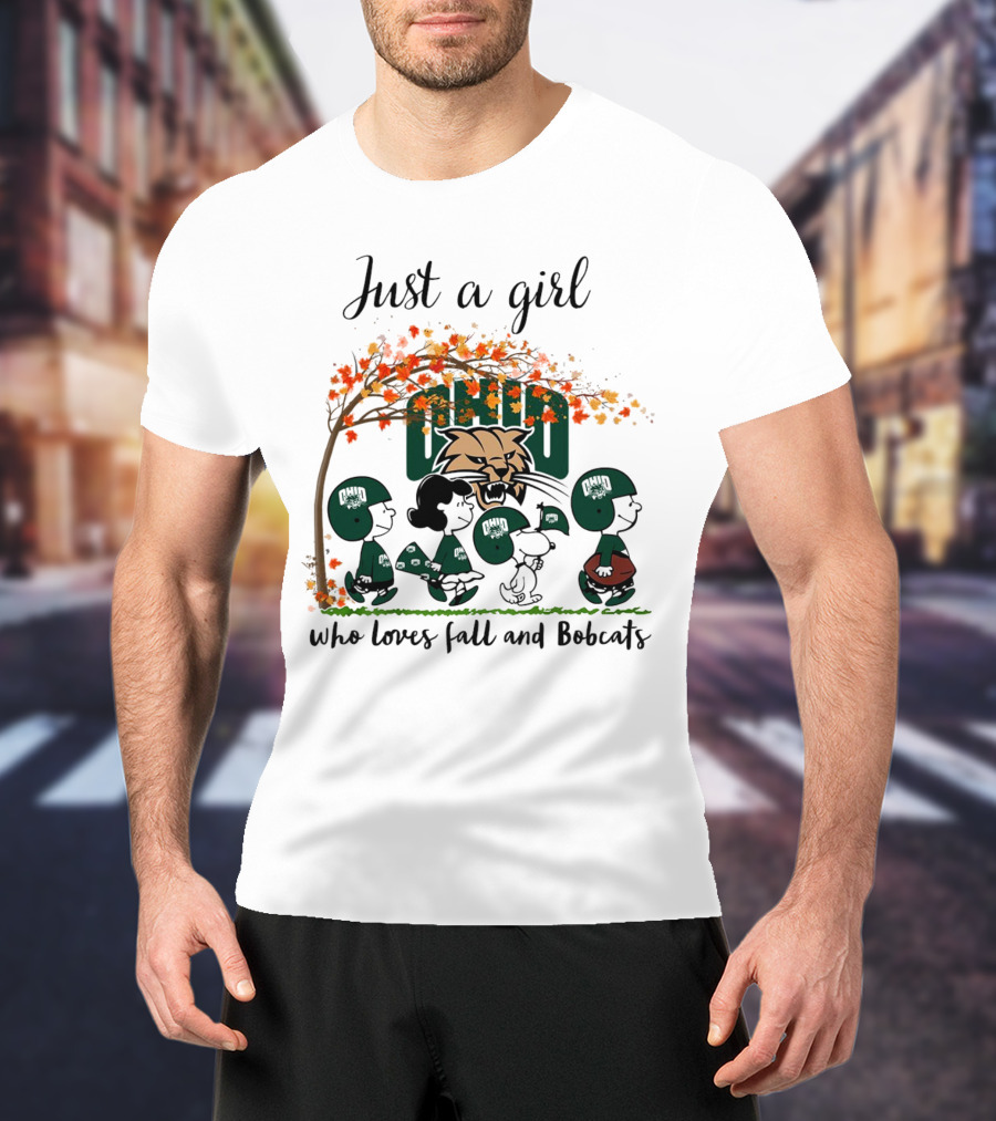 Just A Girl Who Loves Fall And Ohio Bobcats Peanuts Cartoon T-Shirt