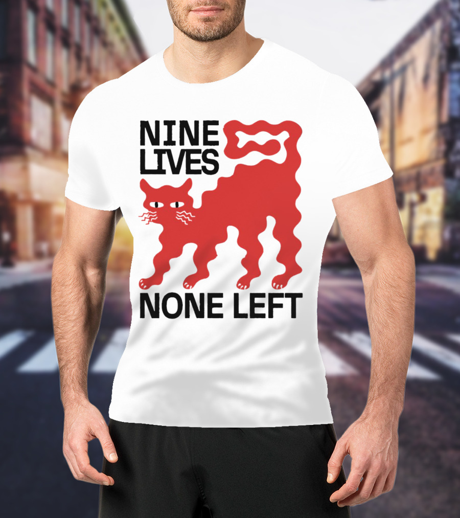 Nine Lives None Left Red Cat T-Shirt