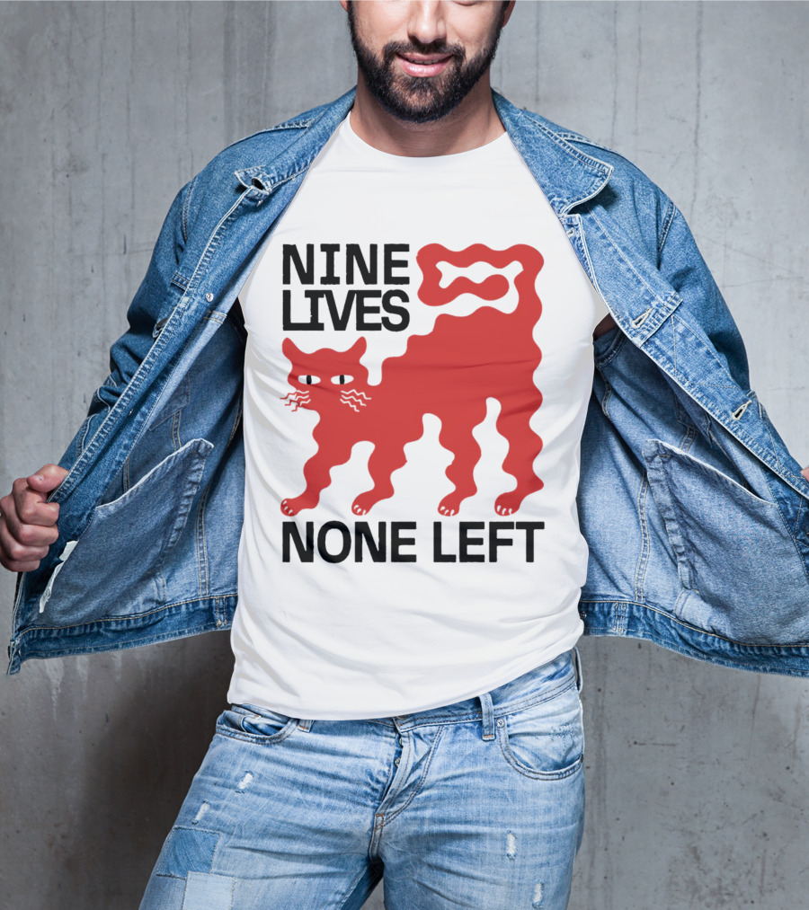 Nine Lives None Left Red Cat T-Shirt