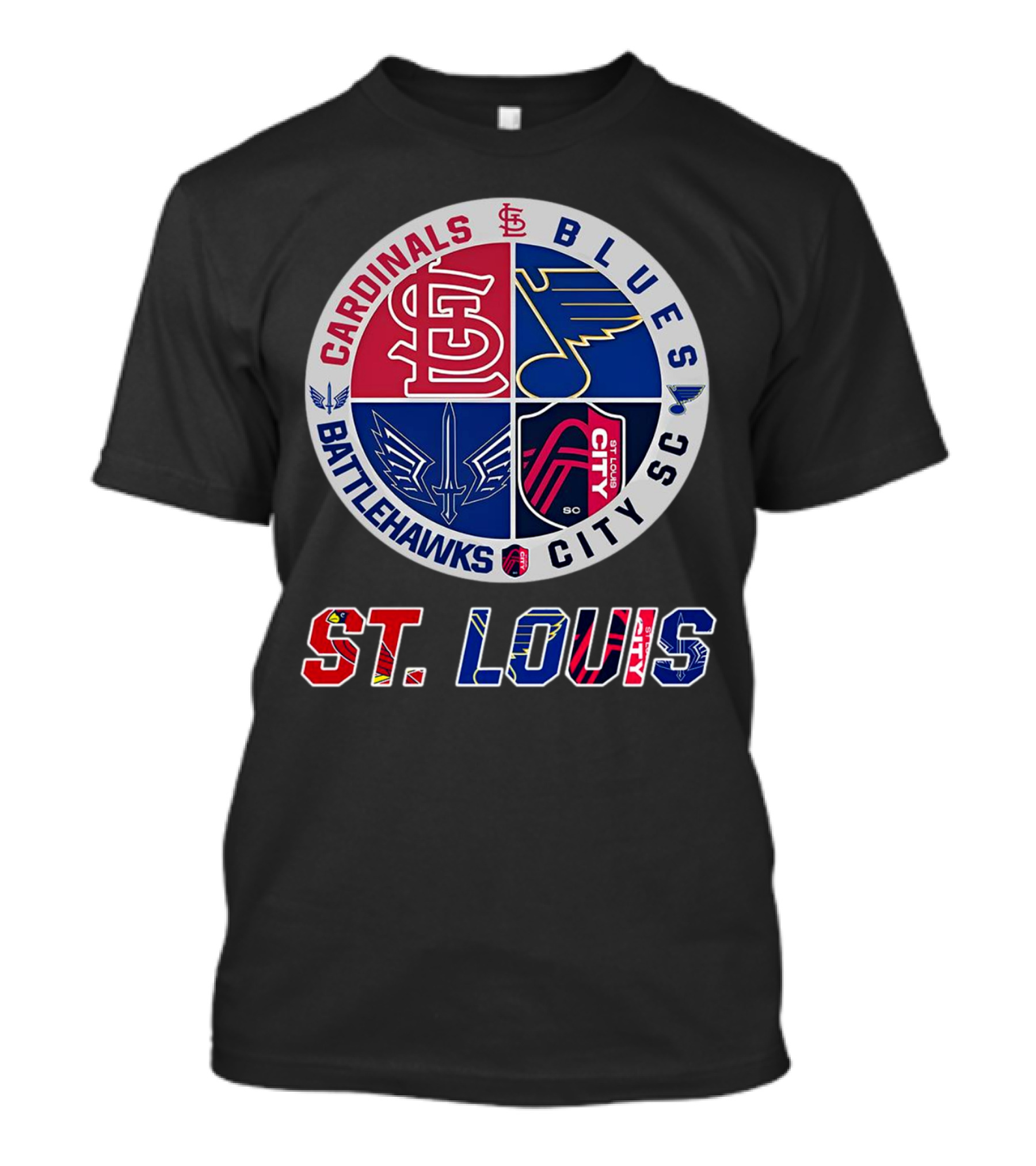 St. Louis Cardinals Blues Battlehawks City SC Sports Circle T-Shirt