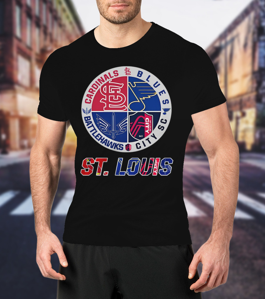 St. Louis Cardinals Blues Battlehawks City SC Sports Circle T-Shirt
