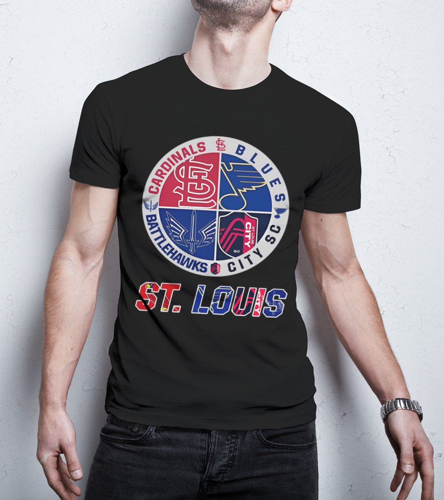 St. Louis Cardinals Blues Battlehawks City SC Sports Circle T-Shirt