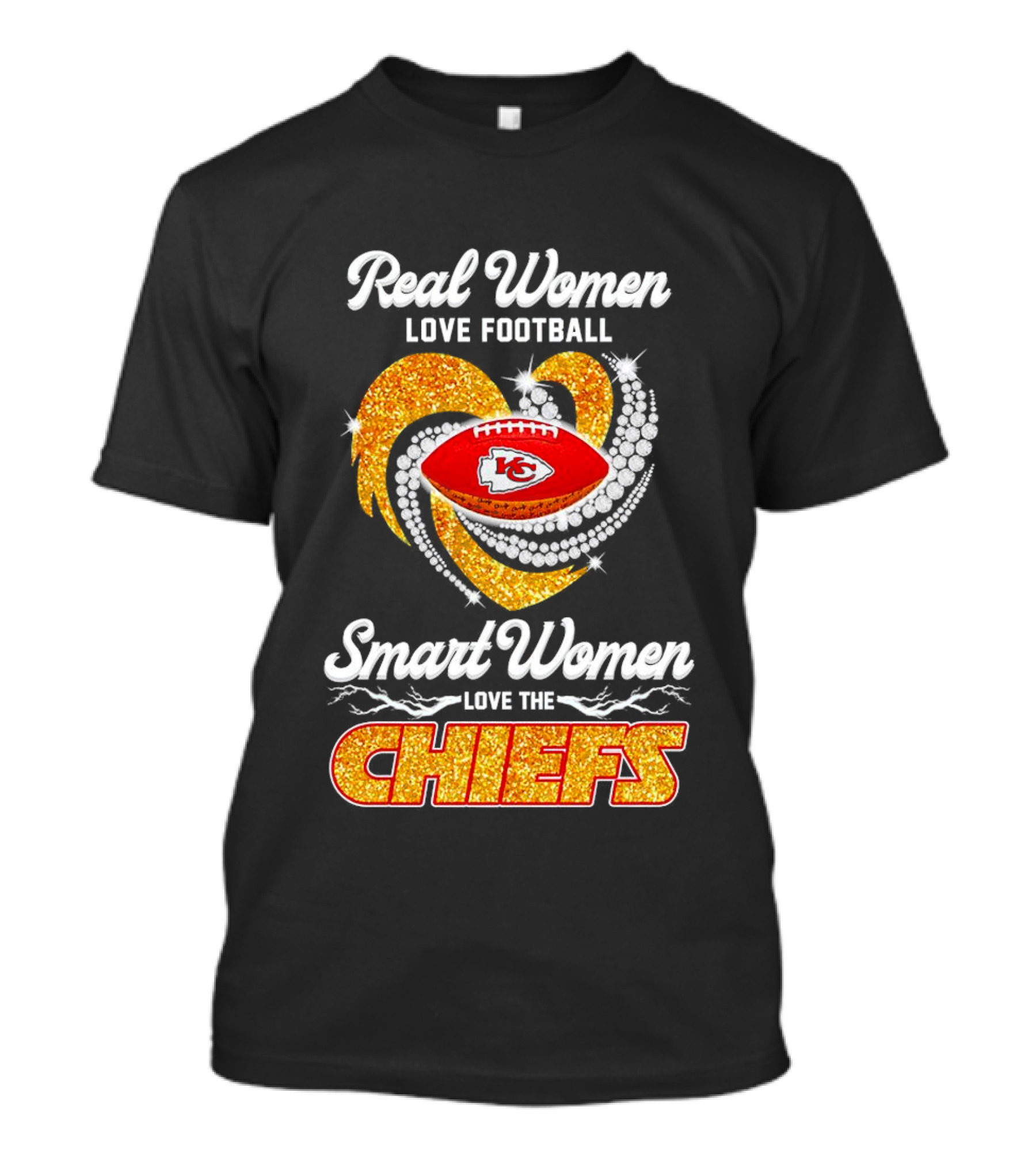 Kansas City Chiefs Real Women Love Football Smart Women Love The Chiefs Diamond Love T-Shirt