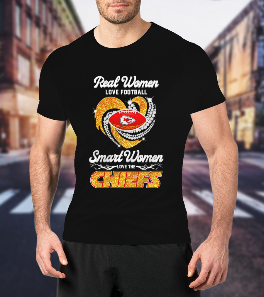 Kansas City Chiefs Real Women Love Football Smart Women Love The Chiefs Diamond Love T-Shirt