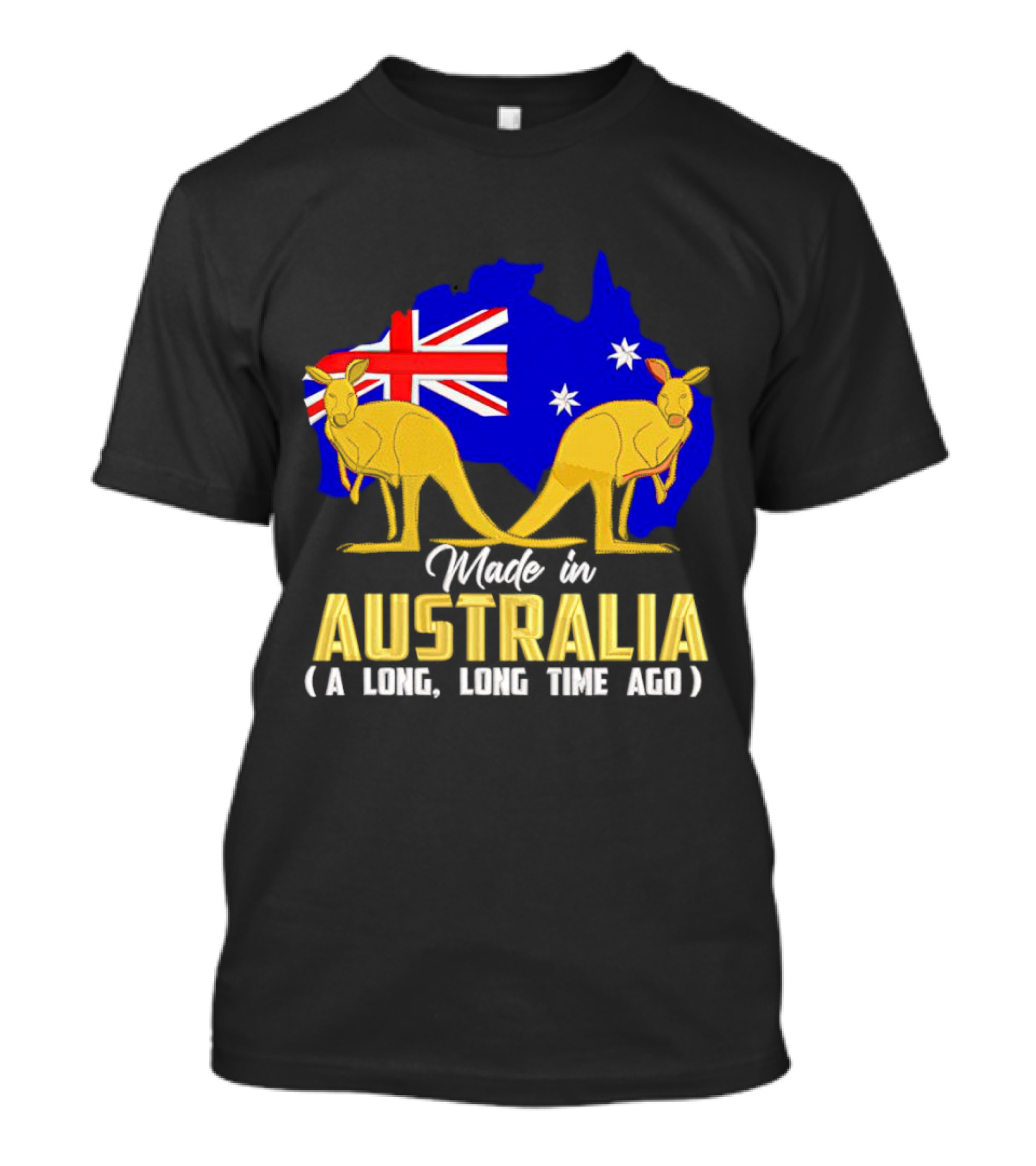 Made In Australia A Long Time Ago With Kangaroos And Australia Map Flag T-Shirt