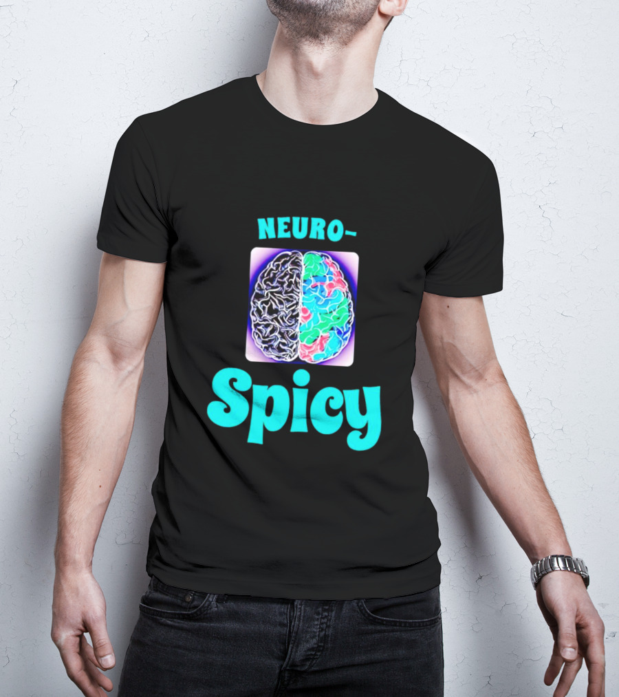 Neuro-Spicy Brains Vibrant Colorful Brain T-Shirt