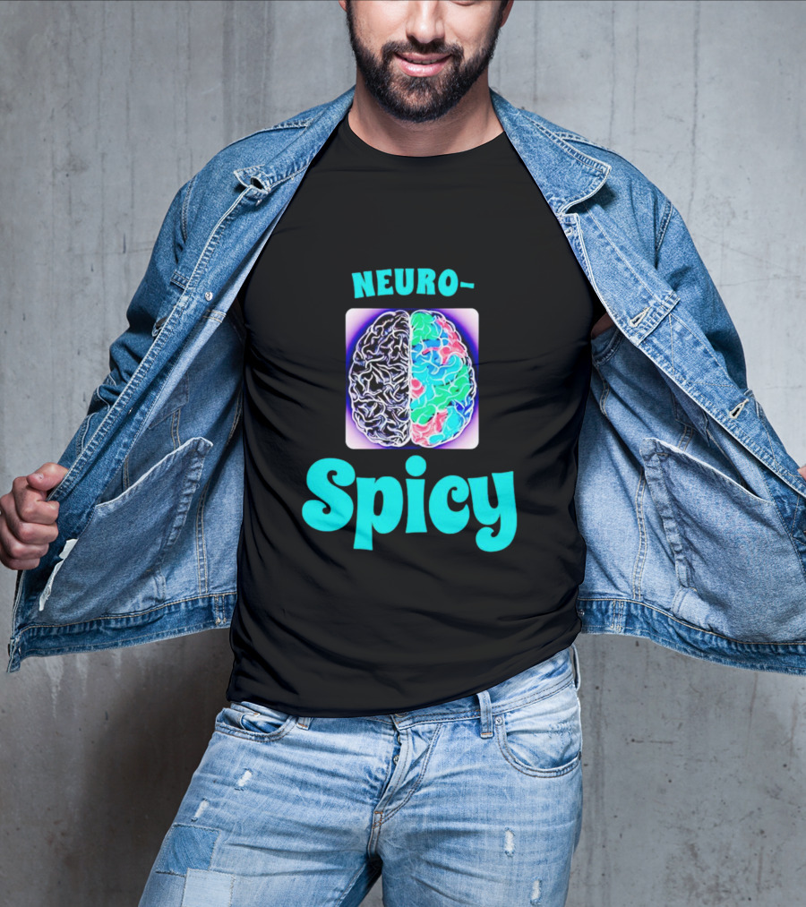 Neuro-Spicy Brains Vibrant Colorful Brain T-Shirt