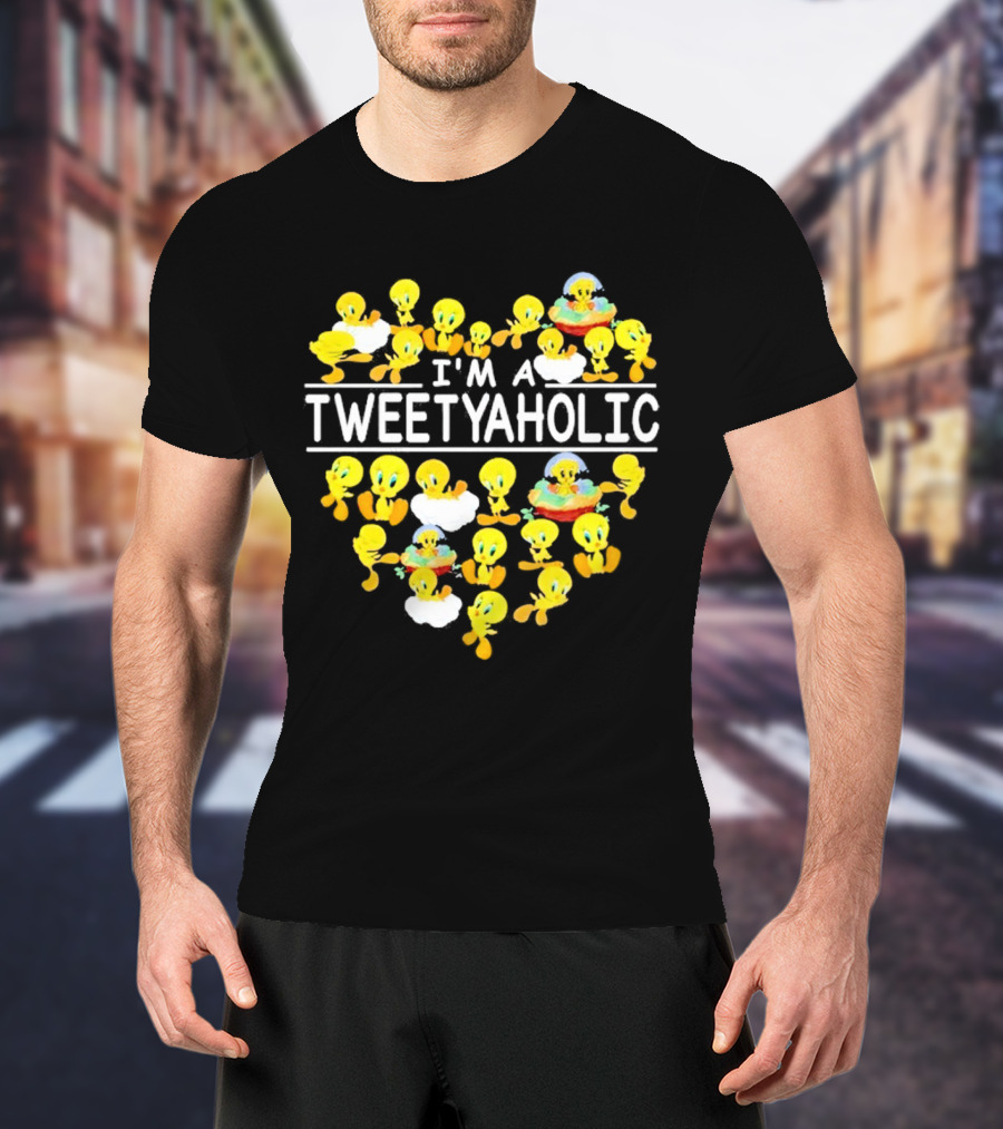 I'm A Tweetyaholic Heart Design Featuring Multiple Tweety Bird Poses T-Shirt
