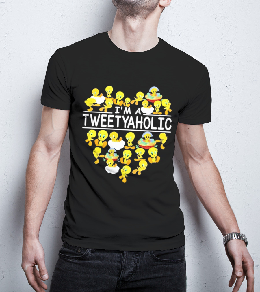 I'm A Tweetyaholic Heart Design Featuring Multiple Tweety Bird Poses T-Shirt