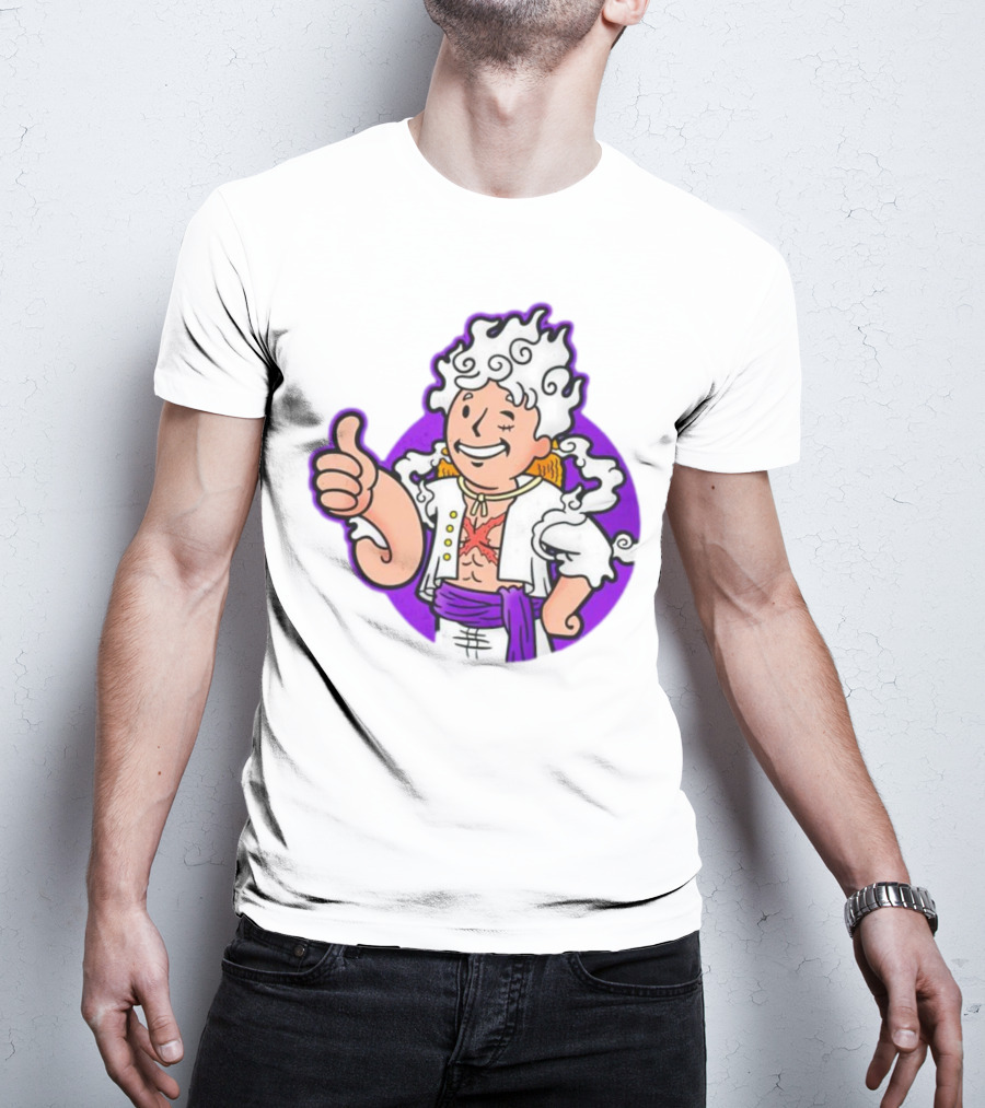 Luffy Sun God Boy Nika One Piece Vault Boy Mashup T-Shirt
