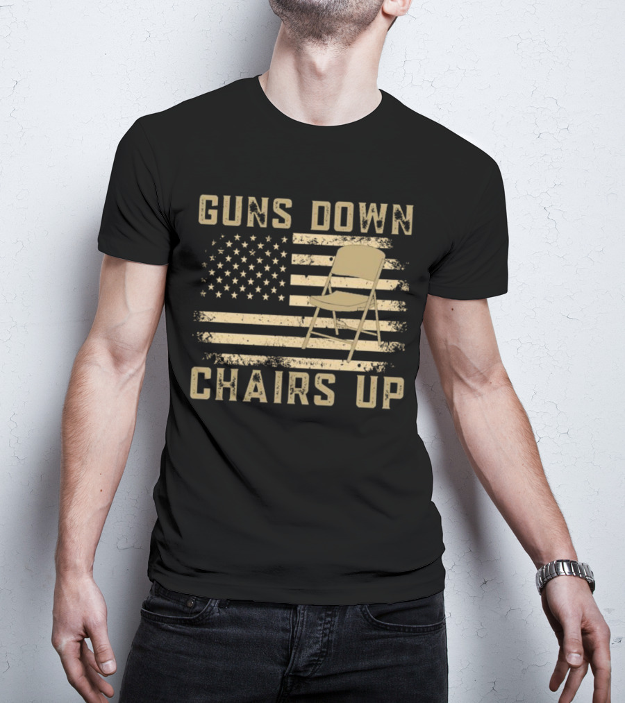 Guns Down Chairs Up American Flag Montgomery Alabama Brawl T-Shirt