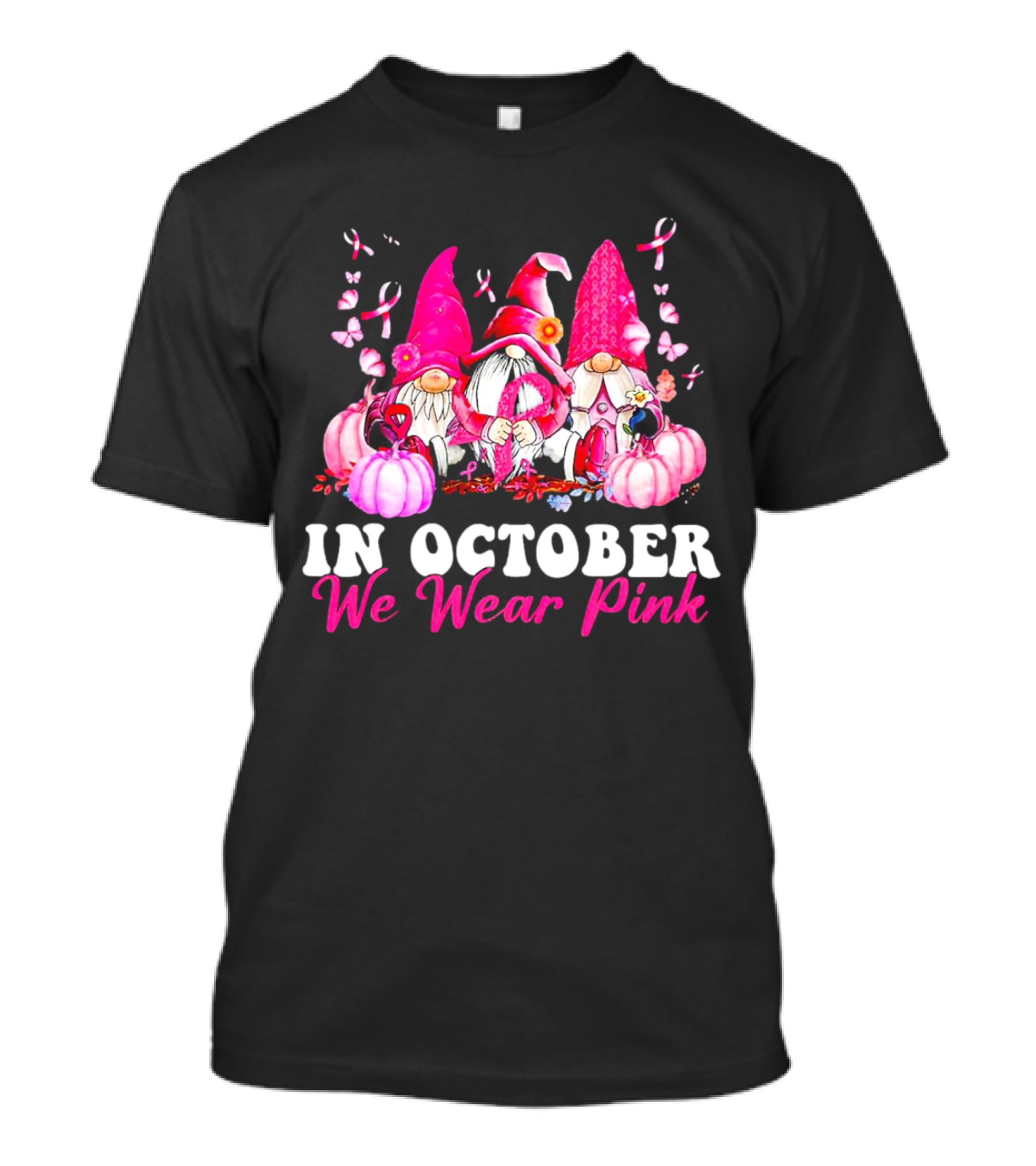 Gnome We Wear Pink October Breast Cancer Awareness T-Shirt