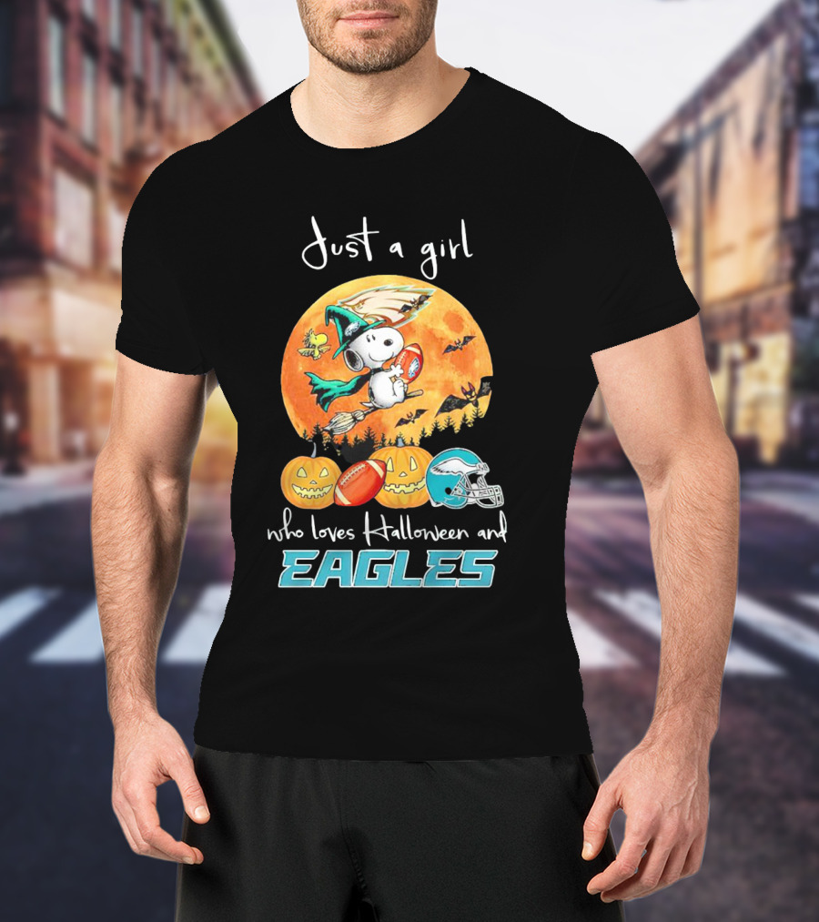 Just A Girl Who Loves Halloween And Philadelphia Eagles Snoopy T-Shirt