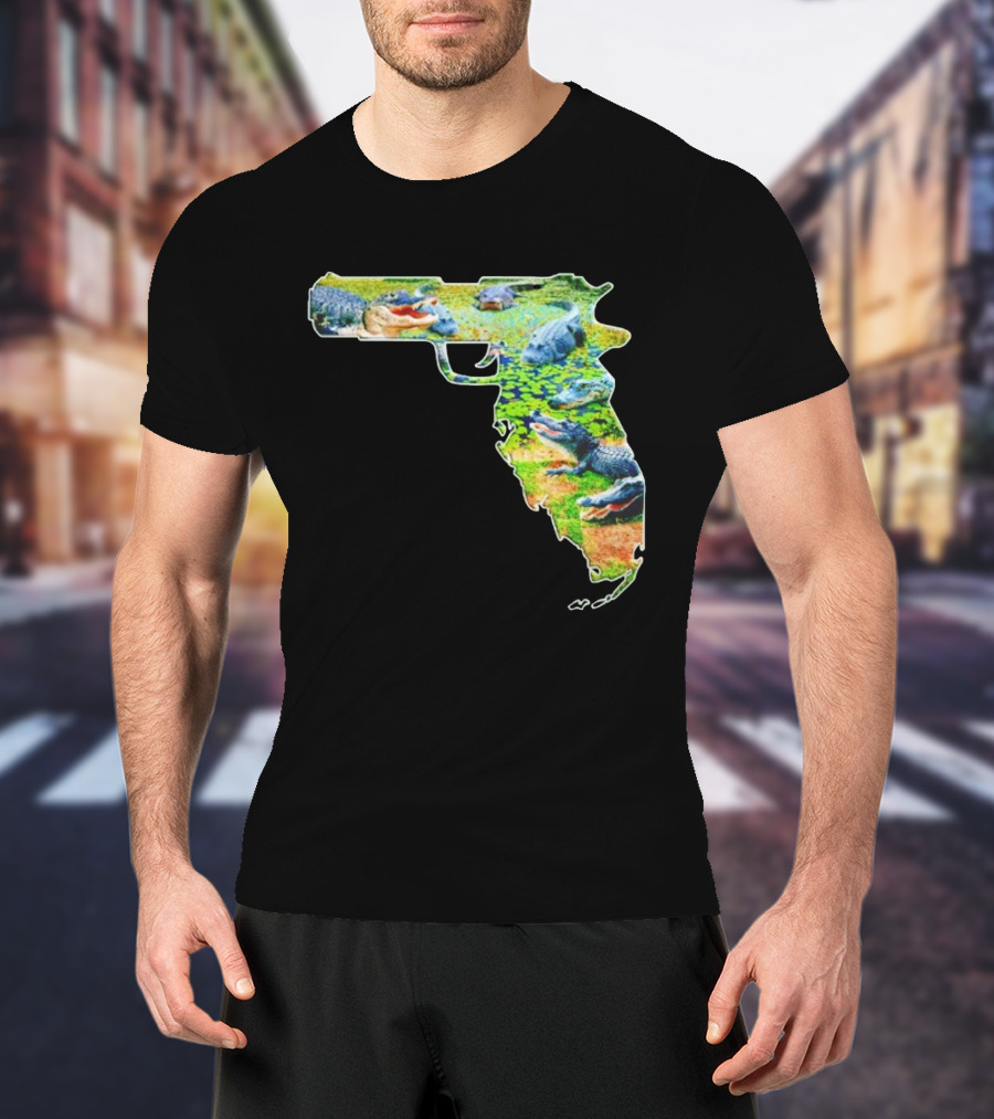 Florida Alligator Shape Gun T-Shirt