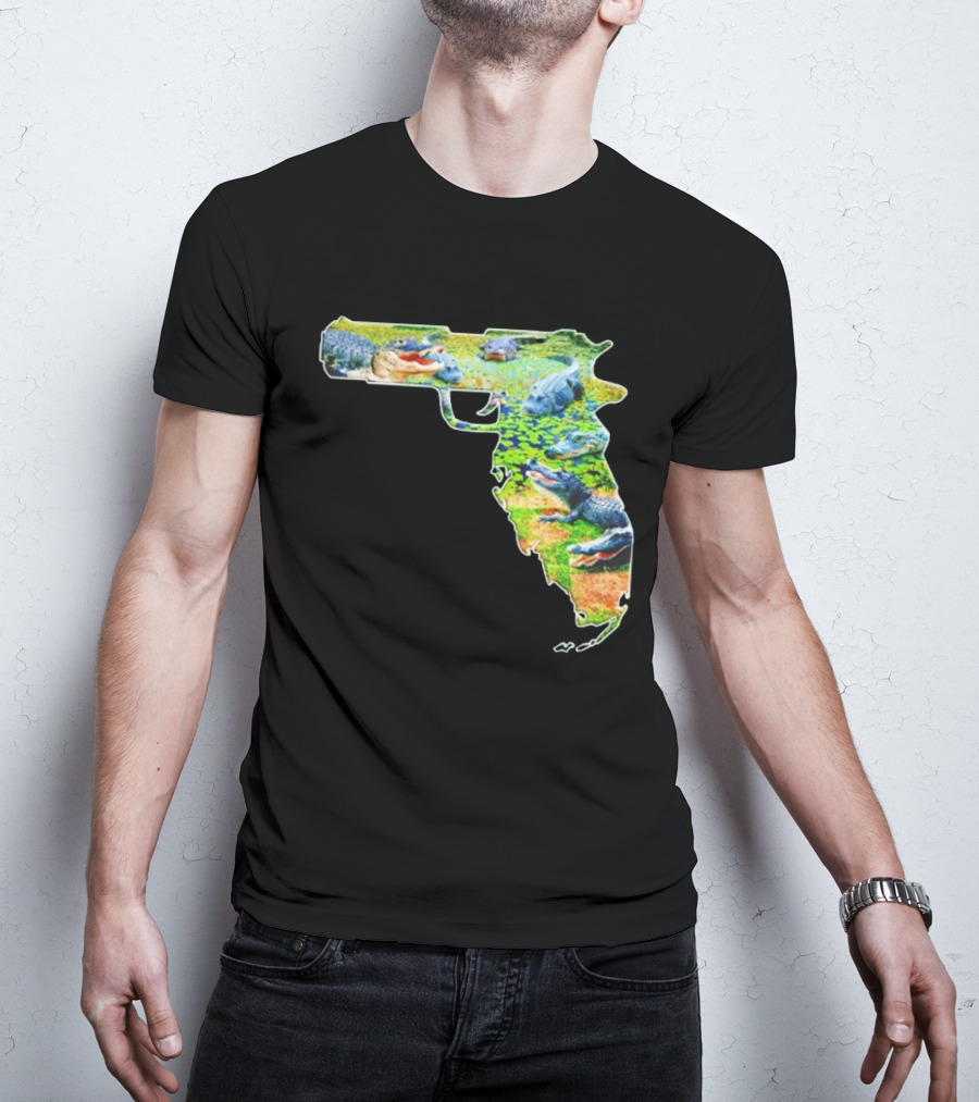 Florida Alligator Shape Gun T-Shirt