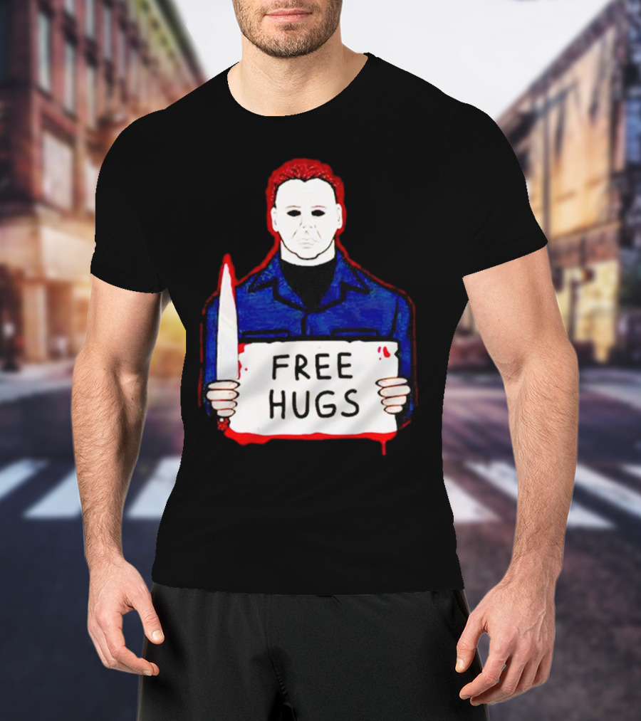 Free Hugs Michael Myers Knife Halloween Horror T-Shirt
