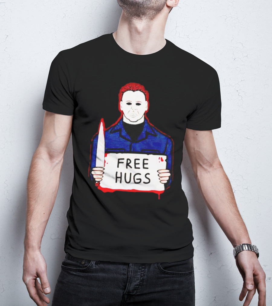 Free Hugs Michael Myers Knife Halloween Horror T-Shirt
